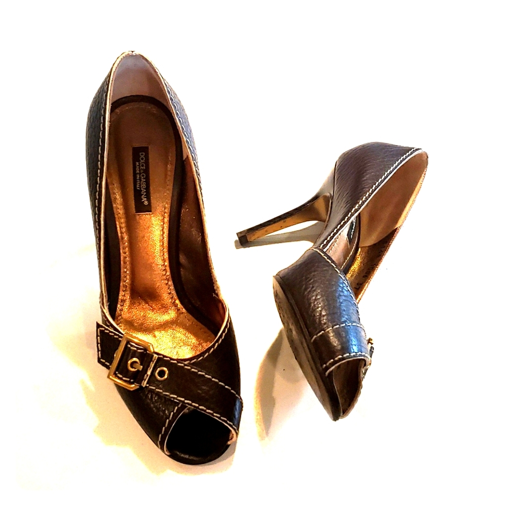 Dark Brown Leather Dolce and Gabbana Pumps sz 7